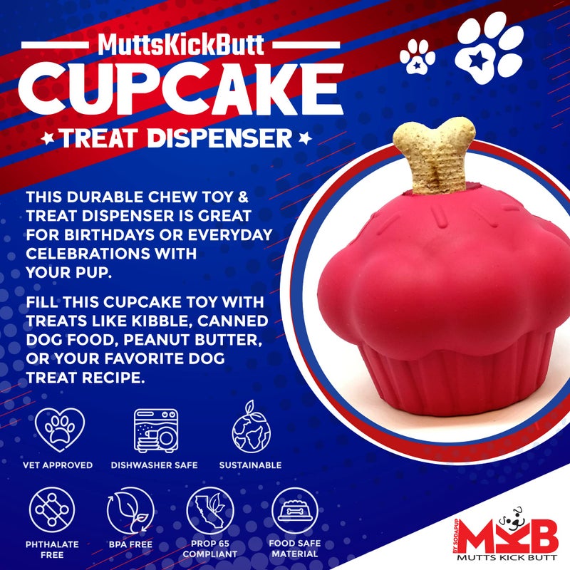 SodaPup MuttsKickButt Cupcake â€“ Durable Dog Treat Dispenser & Chew Toy Made in USA from Non-Toxic, Pet Safe, Food Safe Natural Rubber for Mental Stimulation, Problem Chewing, Calming Nerves & More - Image 3